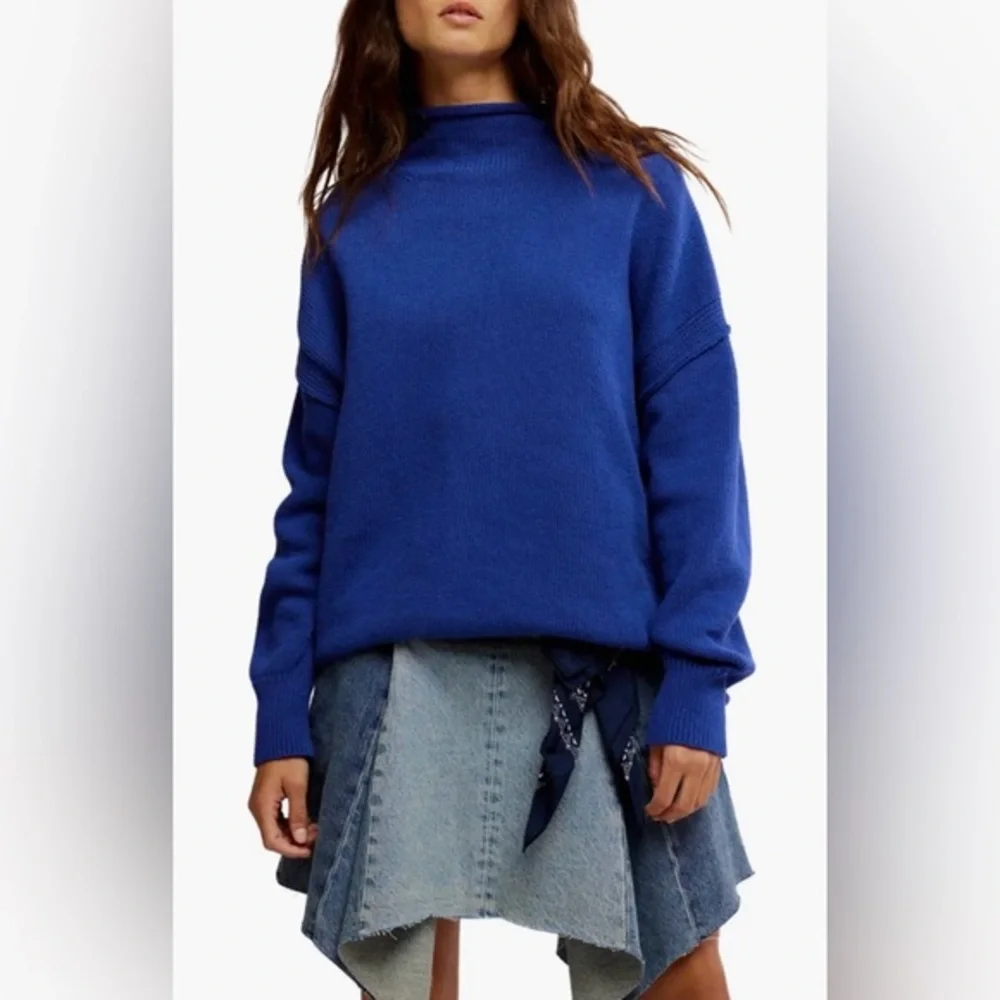 Free People Torres Turtleneck Sweater in Skipper Blue